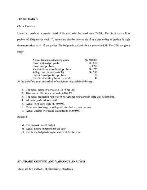 Flexible Budgets And Basic Variance Analysis Dac 203 Management