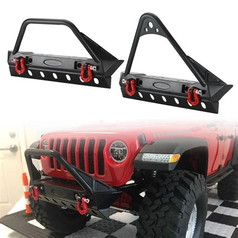 Ajrc Metal Front Bumper With Lights For Rc Crawler Trx Defender