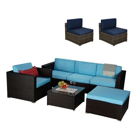 Anvil Brown Piece Wicker Outdoor Sectional Set Patio Conversation