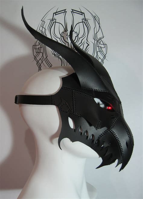 Handmade Black Leather Dragon Mask V15 With By Wintersedge