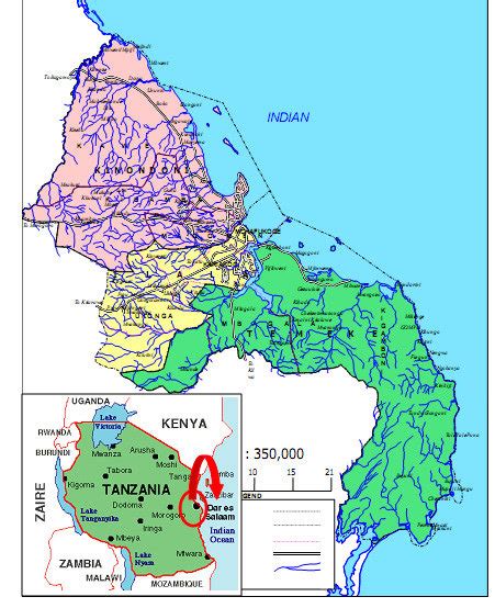 Map Of Dar Es Salaam City Showing The Administrative Districts