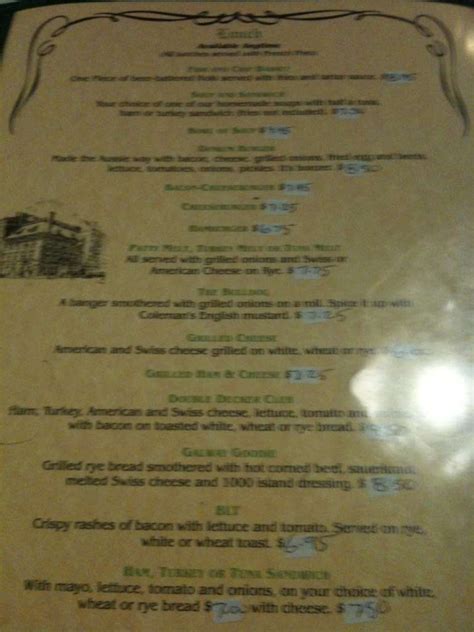 Menu at The British Bulldog Pub, Upland