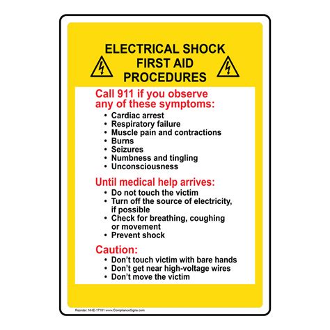 Electrical Shock First Aid Sign Nhe 17181 Emergency Response