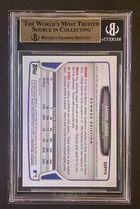 Aaron Judge Bowman Draft Bdpp Bgs Pristine Ebay