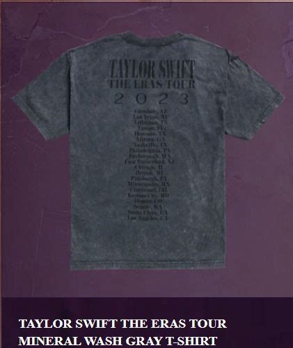 Official Merch Taylor Swift The Eras Tour Mineral Wash Gray T Shirt