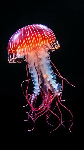 Premium Ai Image Moon Jellyfish Aurelia Aurita Red Translucent Color