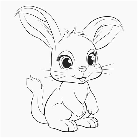 Whimsical Line Drawing Cartoon Rabbit 29782376 Vector Art at Vecteezy