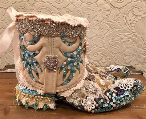 Embellished Bedazzled Custom Bridal Cowgirl Boots Size 6 Etsy