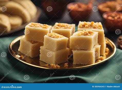 Sohan Halwa On The White Background Generative Ai Stock Photography