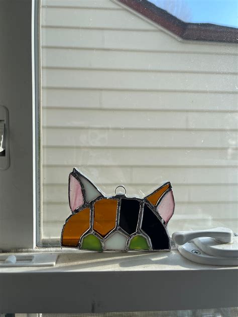 Calico Cat Stained Glass Suncatcher Etsy