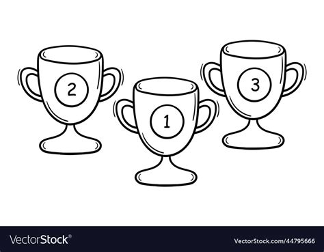 Hand drawn 1st 2nd and 3rd place trophies 2 Vector Image