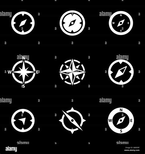 Vector White Compass Icon Set Stock Vector Image And Art Alamy