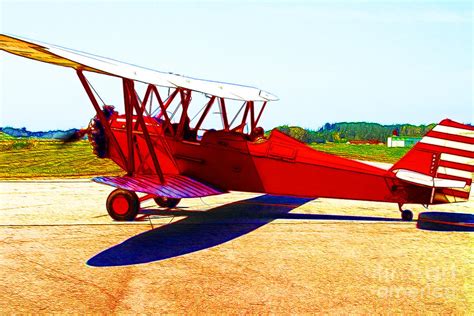 Vintage Biplane 7d15525 Color Sketch Style Photograph By