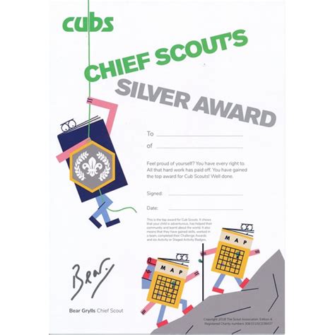 Chief Scouts Silver Award Certificate Pack Of 10