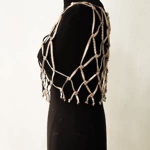 Gold And Shine Macrame Fishnet Top Macrame Beach Wear Bikini Cover Up Mesh Crop Top Etsy