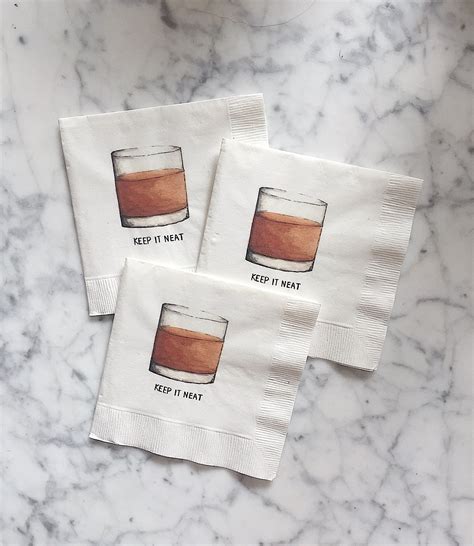 Bourbon Cocktail Napkins Bourbon Napkins Keep It Neat Etsy