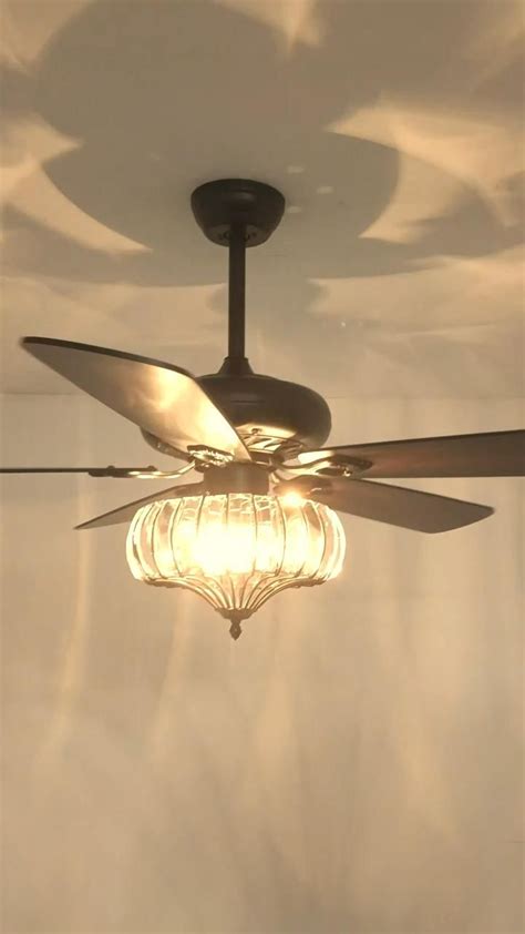 Vintage style wood blade ceiling fan light with crystal – Artofit