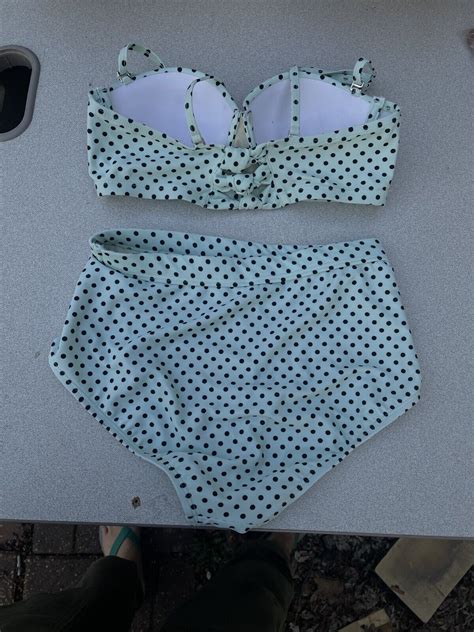 Betsey Johnson Mint Green Polka Dot Bikini Swim Top A Gem