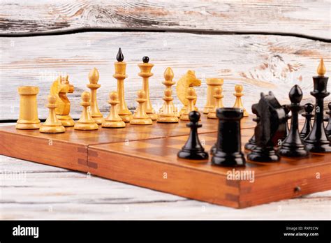 Set Of Black And White Chess Pieces Stock Photo Alamy