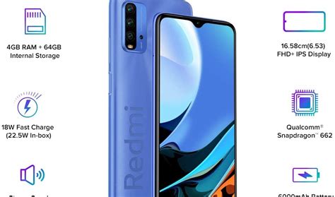 Redmi 9 Power Blazing Blue 4gb Ram 64gb Storage 6000mah Battery