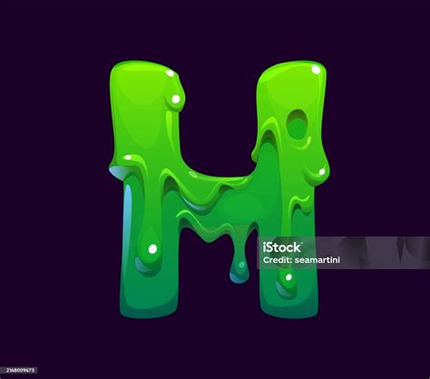 Letter H Halloween Font Green Gooey Abc Letter Stock Illustration