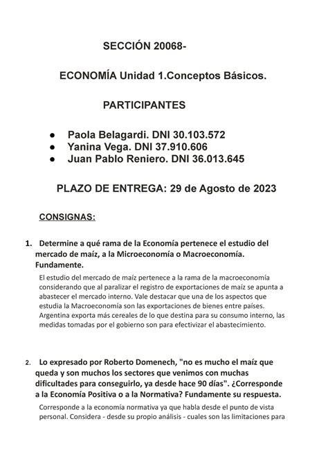 actividad evaluable economia 2 SECCIÓN 20068 ECONOMÍA Unidad 1