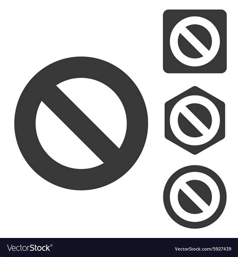 No Icon Set Monochrome Royalty Free Vector Image