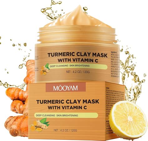 Turmeric Clay Face Mask With Vitamin C Exfoliating Deep Cleansing