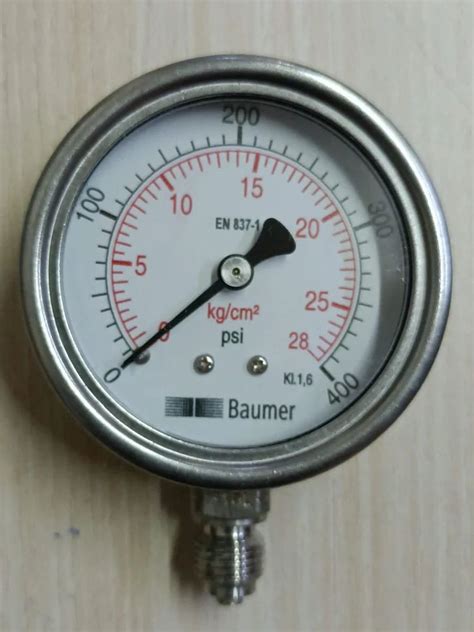 2 5 Inch 63 Mm Baumer Pressure Gauge 0 To 25 Bar 0 To 400 Psi At Rs