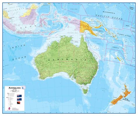 Large Political Australasia Wall Map (Paper)