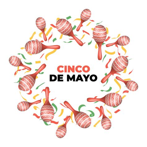 Letras De Cinco De Mayo Con Hermoso Marco Circular De Maracas Pequeñas