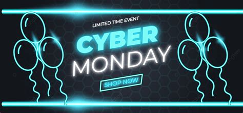 Cyber Monday With Glowing Theme And Balloons Background Editable Vector