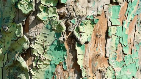 Close Up Of Weathered Wood With Peeling Green Paint Showcasing Texture