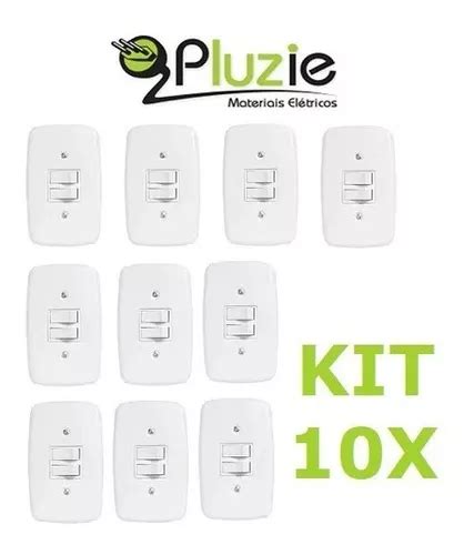 Kit 10 Interruptores 2 Teclas Simples 10a 250v C Placa