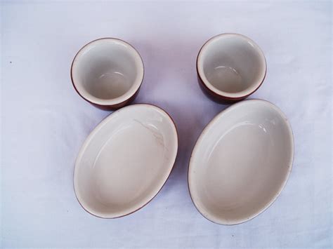 Vintage Hall Pottery Single Serving Casserole Dishes With Dipping Cups Set Of 2 Etsy