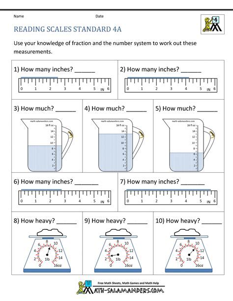 Measurement Maths Worksheets Web Printer Driver