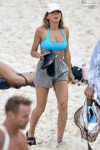 Nadia Bartel Sexy Shows Off Her Hot Figure Wearing A Hot Blue Bikini At Bondi Beach With Peter