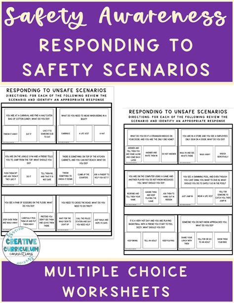 Safety Awareness Responding To Varied Safety Scenarios Worksheets