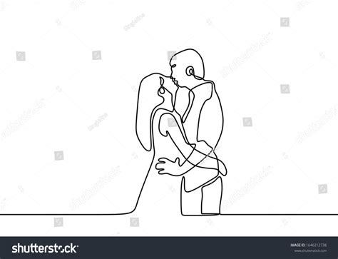 One Line Drawing Kissing Couple Love 库存矢量图（免版税）1646212738 Shutterstock