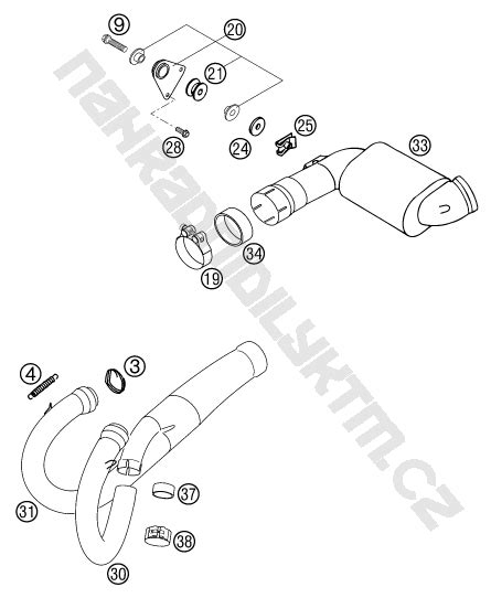 Náhradní díly KTM Schéma EXHAUST SYSTEM pro model KTM Supermoto 640