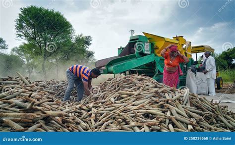 Fermier Industriel Qui Travaille Dans Une Ferme Avec Un Tracteur John