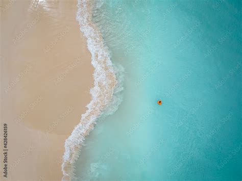 Aerial from Eagle beach on Aruba in the Caribbean, bird ey view at the ...