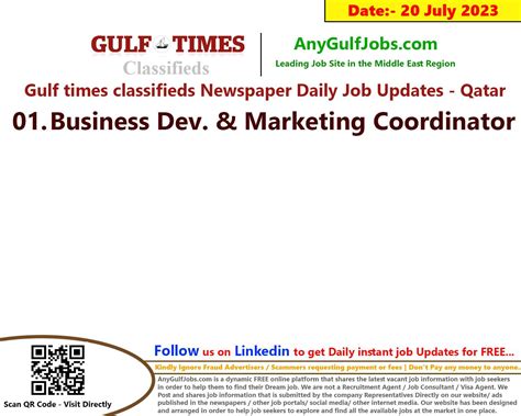 Gulf Times Classifieds Job Vacancies Qatar 20 July 2023 2024