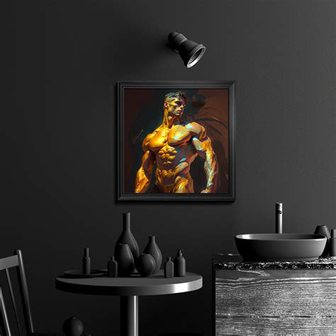 Nude Male Muscle Torso Digital Gay Art Ai Generated Male Erotic Poster Wall Art Digital