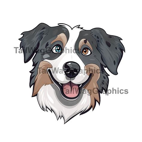 Australian Shepherd Svg Art Clipart Png Cartoon Art Files Digital