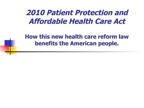 Presentation On Patient Protection And Affordable Care Act Ppt