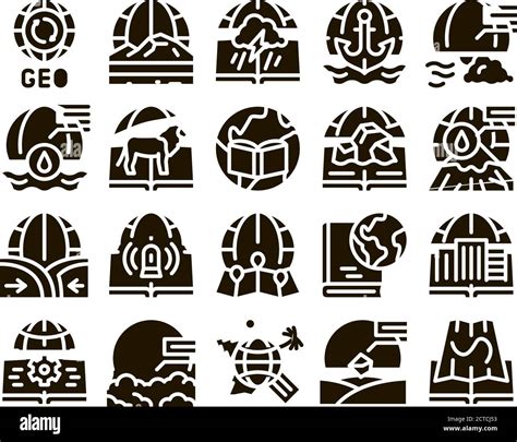 Geography Education Glyph Set Vector Stock Vector Image Art Alamy