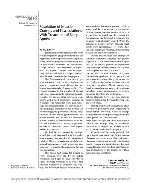 (PDF) Resolution of Muscle Cramps and Fasciculations With Treatment of ...