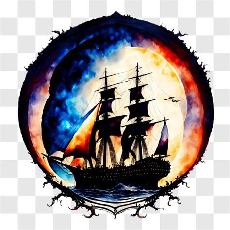 Download Old Sailing Ship Watercolor Painting PNG Online - Creative Fabrica