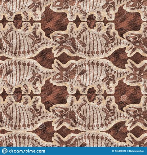 Brown Hand Drawn Triceratops Dinosaur Seamless Pattern Gender Neutral